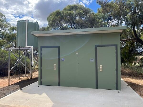 New flushing toilet facilities with solar-powered lighting - Curlwaa Rest Area