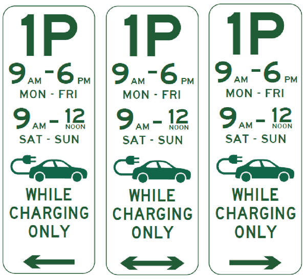 R5-1-13n - Parking (1p-10p) Times (Various Mon -Fri Sat-Sun Electric Vehicles While Charging Only (L,R & LR)