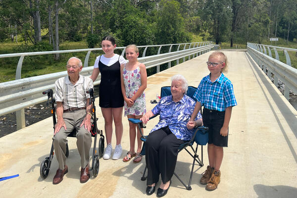 Transport for NSW Fixing Country Bridges - Dungog Archinals Bridge opening, Ruby Archinal and family.