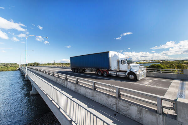 Transport for NSW Freight truck on Tourle Street Bridge.