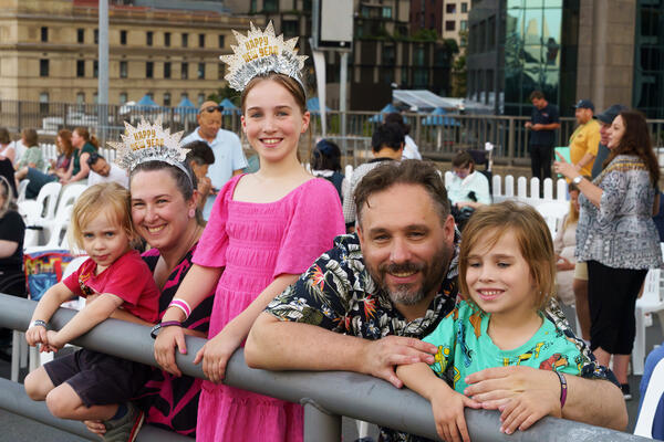 Transport for NSW NYE on the Cahill Expressway 2024 - family.
