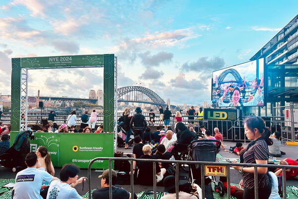 Transport for NSW NYE on the Cahill Expressway 2024 - views.