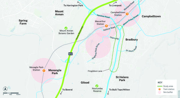 Map of Appin Road Scoping Study area 
