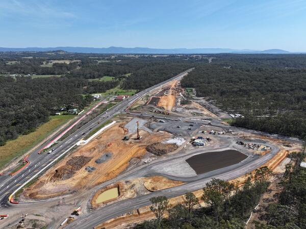 An aerial view of the multi modal facility under construction