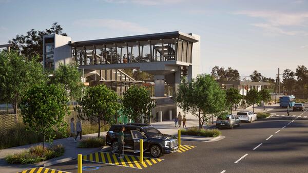 Macquarie Fields Station Upgrade - outside footbridge artists impression