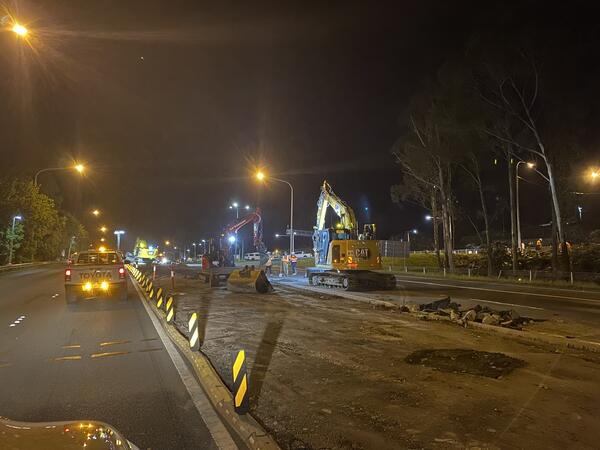 Nov 2024 - Median island removal at the intersection of M1 Princes Motorway and Mount Ousley Road looking north 2