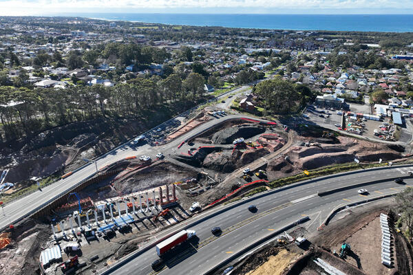 Transport for NSW Mount Ousley interchange Looking east towards Mount Ousley Road July 2025.