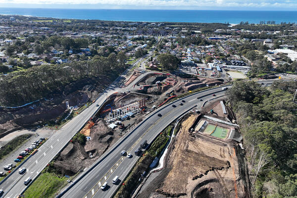 Transport for NSW Mount Ousley interchange Looking east towards Mount Ousley Road July 2025.