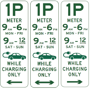 R5-1-15n - Parking (1p-10p) (Meter) Times (Various) Mon-Fri Sat-Sun Electric Vehicles While Charging Only (Left, Right or Repeater) (Example Only)