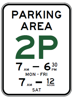 R5-62-5n - Parking Area _p (specified times) - Repeater (Internal) (Example Only)