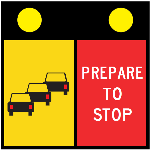 T1-47-3n - Queued Traffic Prepare To Stop w/ Flashing Lights