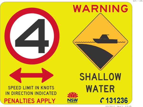 Warning Shallow Water Speed Limit in Knots - WA1148 Double Arrow