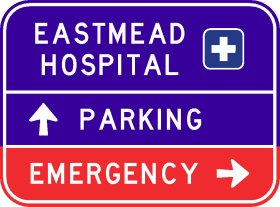 Hospital + Carpark + Emergency (Advance Direction Sign) (Example Only) - g7-310n