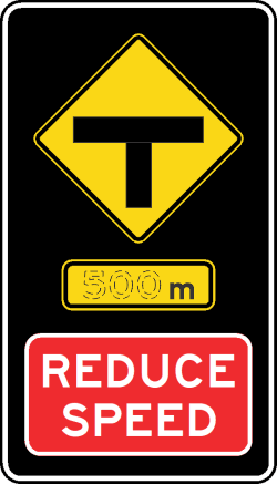 T-Junction (Symbolic) (xxx)m Reduce Speed - w2-211-8n