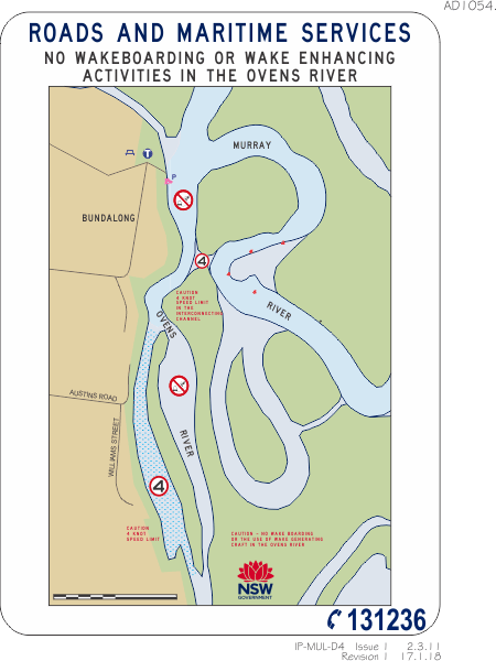 No Wakeboarding or Wake Enhancing Activities in the Oven River - ad1054