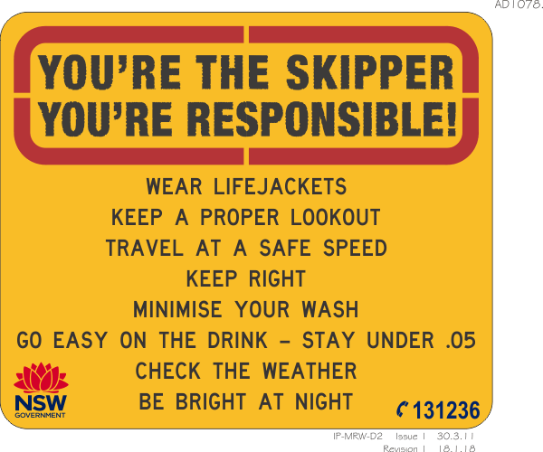 You're The Skipper You're Responsible - Boating Rules - ad1078