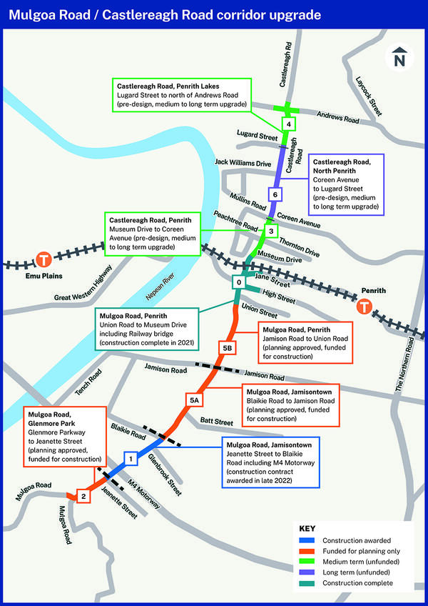 Mulgoa Road/Castlereagh Road corridor – stages map