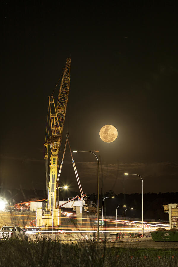 Full moon during girder installation