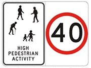 Newtown Speed Zone High Pedestrian Activity Road Sign