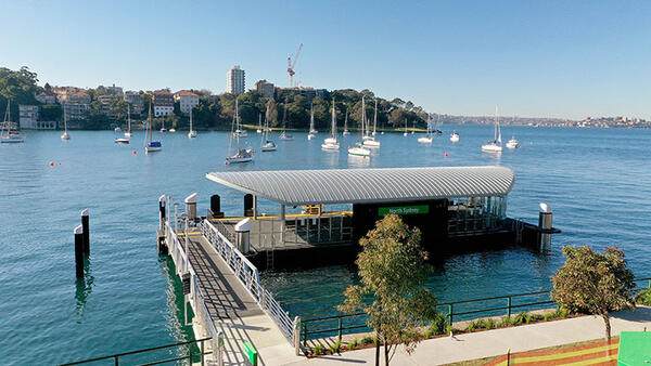 View of the floating pontoon at North Sydney Wharf.