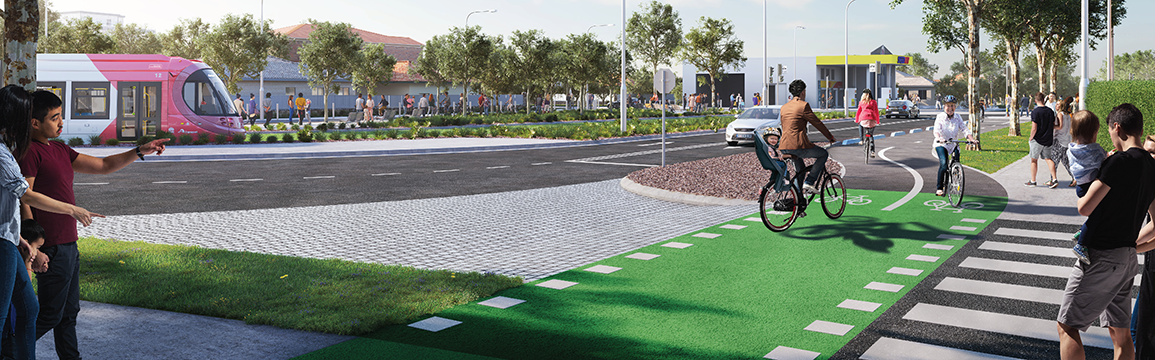 Artist's impression of the Alfred Street Cycleway Integration project.