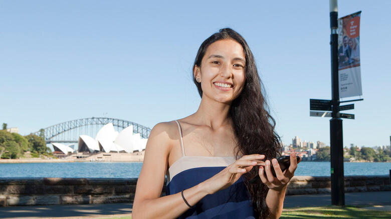 Woman holding smart phone 
