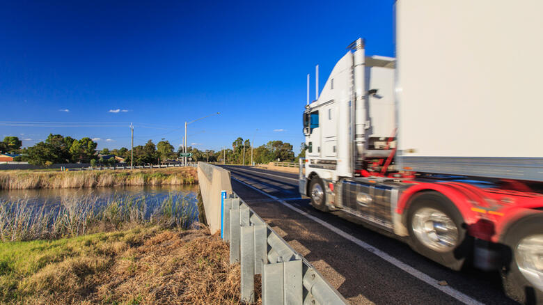 Freight truck on country road