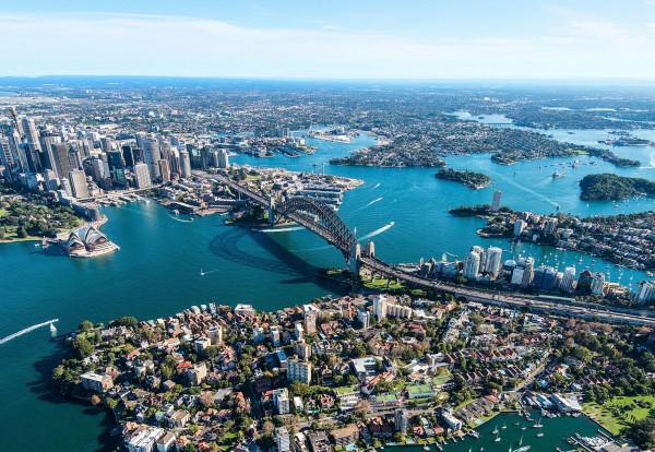Drone footage of Sydney Harbour