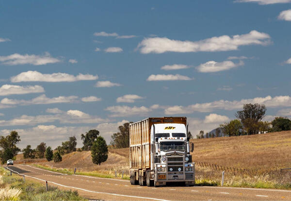 Heavy freight truck on a country road