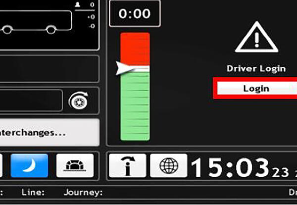 View of Transport Connected Bus - driver console