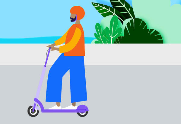Illustration of an E-scooter rider