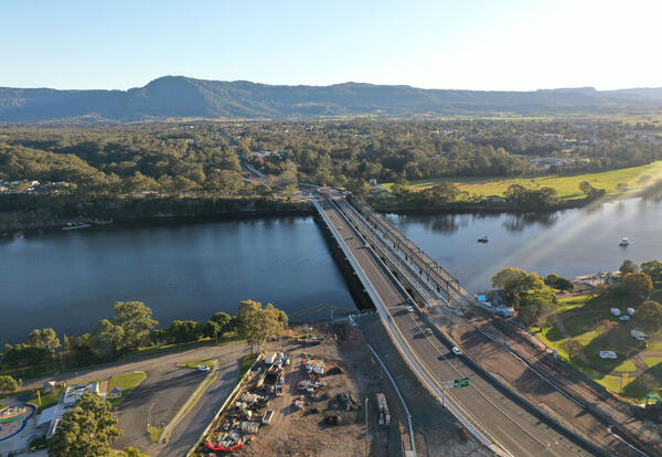 Looking north over the Nowra Bridge project