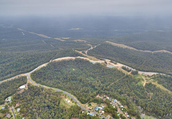South Batemans Bay Link Road - Aerial image through the project area (January 2023).