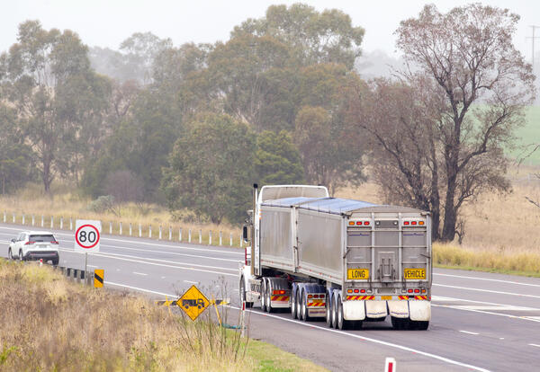 Truck travelling on country road