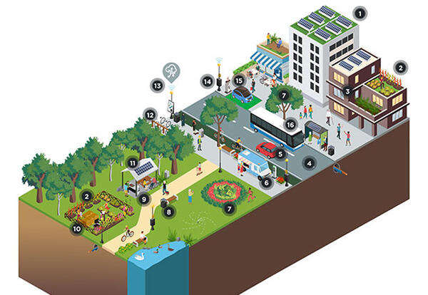 illustration depicting concept of Net zero in your neighbourhood