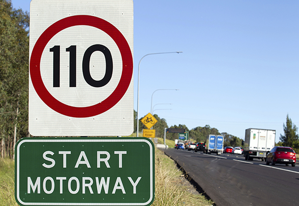 110km/h start motorway sign.