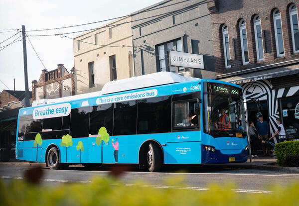 Zero Emission Bus on a street 