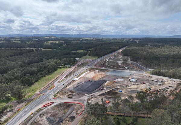 Aerial view of the Jervis Bay Road intersection upgrade