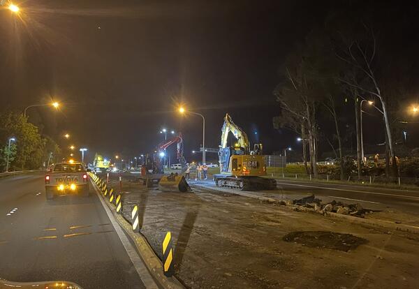 Nov 2024 - Median island removal at the intersection of M1 Princes Motorway and Mount Ousley Road looking north 2
