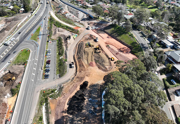 Transport for NSW Looking west commuter carpark Mount Ousley Road August 2025.